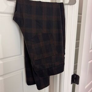 Plaid  Women’s Pull on Pants in Navy and Brown